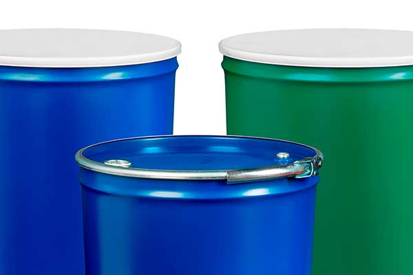 Open-head conical steel drums in painted finishes