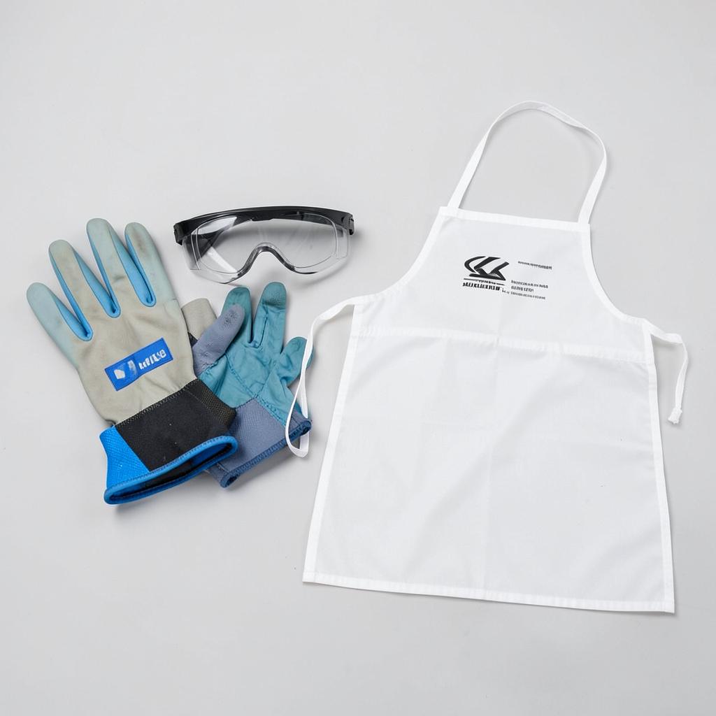 Guantes resistentes a químicos y mandil de protección